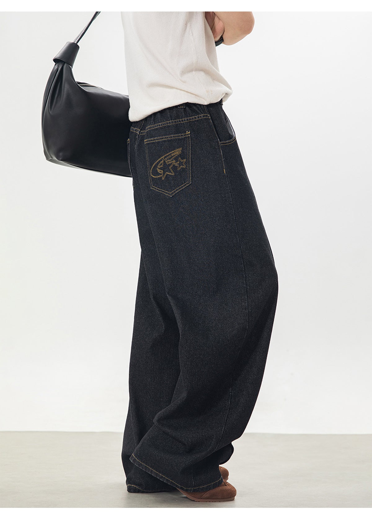 CBAON2636-8H 春季款撞色明線分割直筒寬鬆休閒長褲