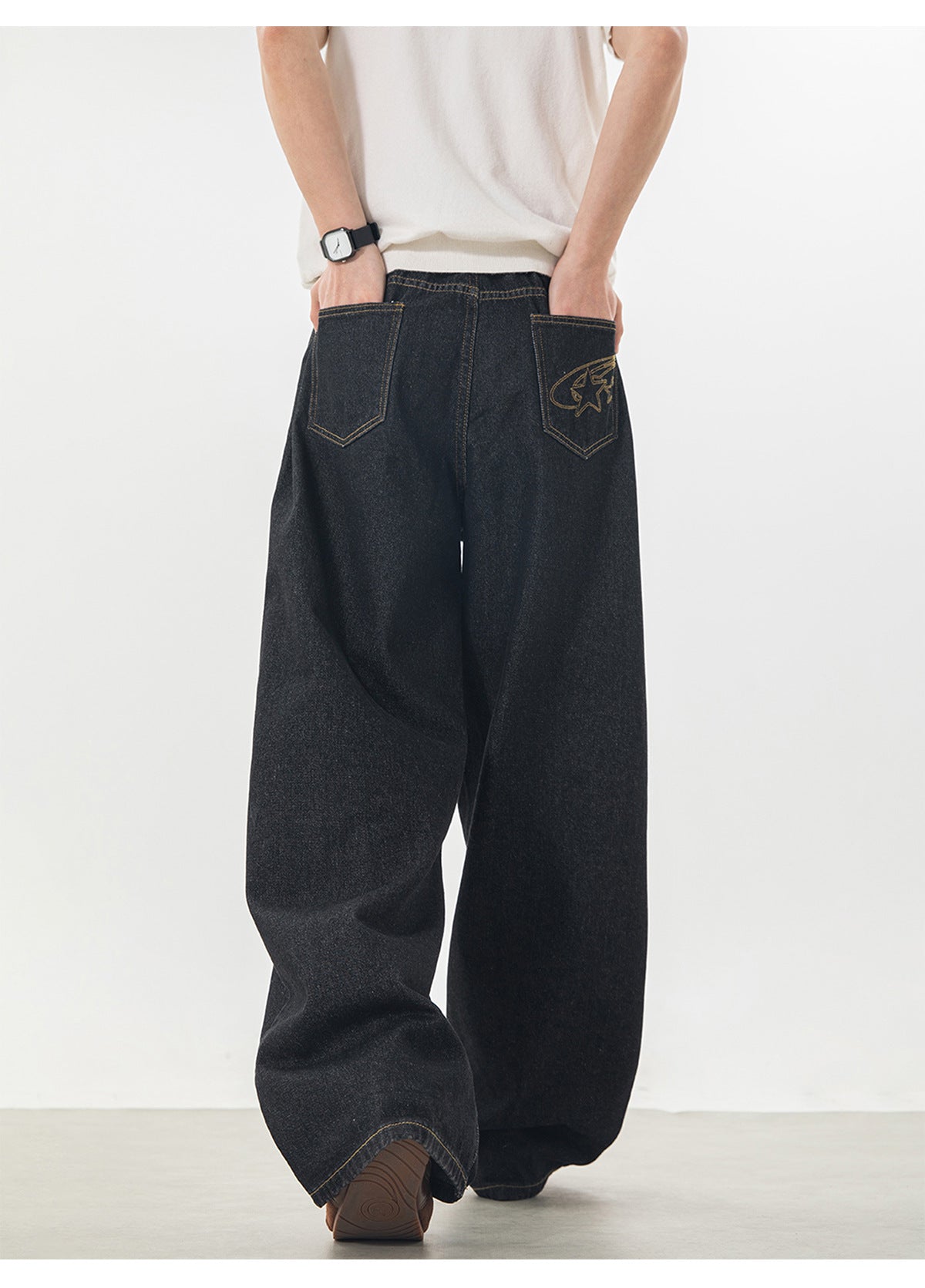 CBAON2636-8H 春季款撞色明線分割直筒寬鬆休閒長褲