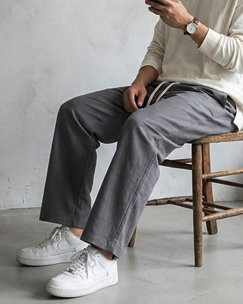 CBA93279-124B 春秋季垂感棉麻長褲直筒寬鬆褲(4色)