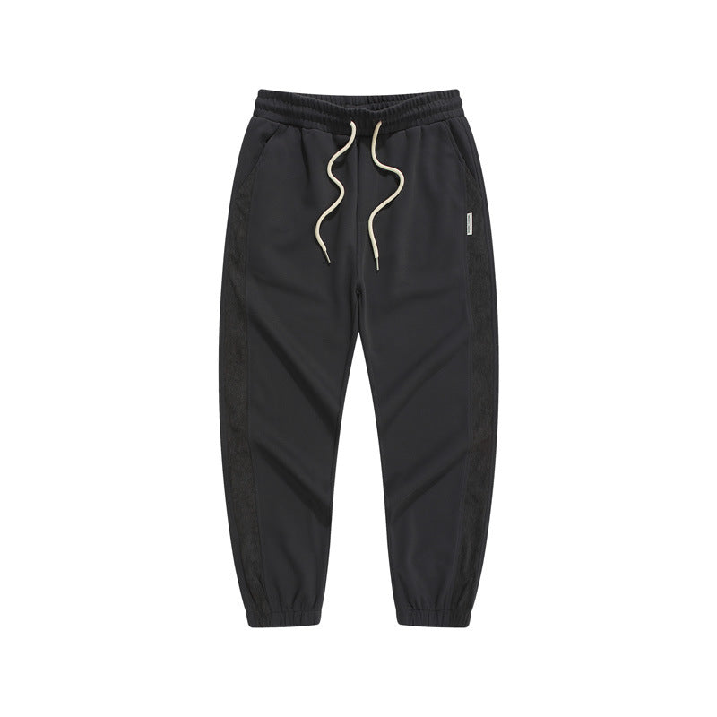 CBA93263-124B 空氣層易打理寬鬆條紋拼接束脚長褲(5色)