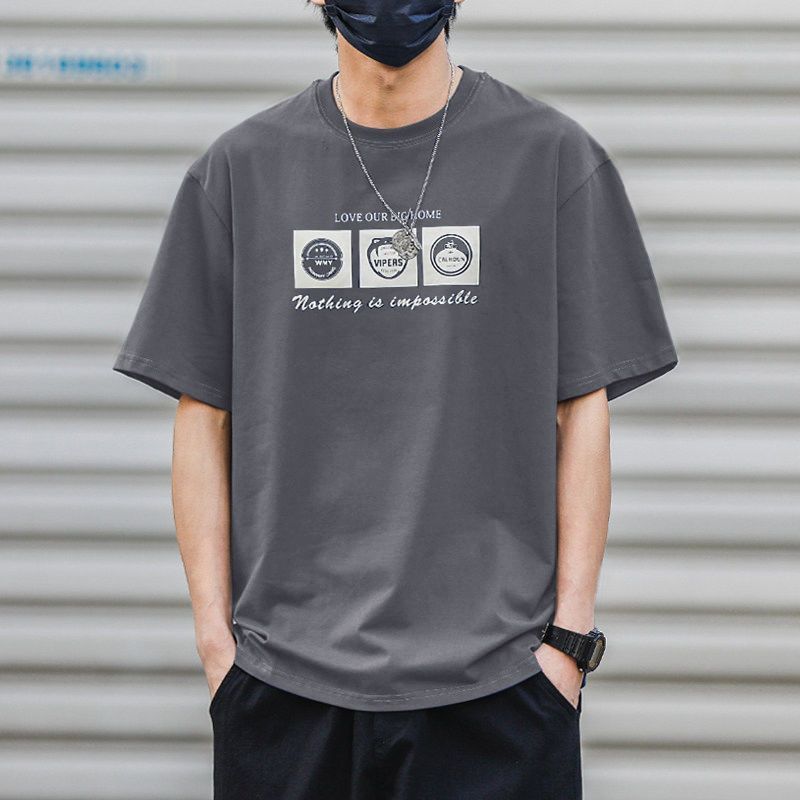 CBECK319-96B 夏季純棉200克半袖復古印花短袖T恤(5色)
