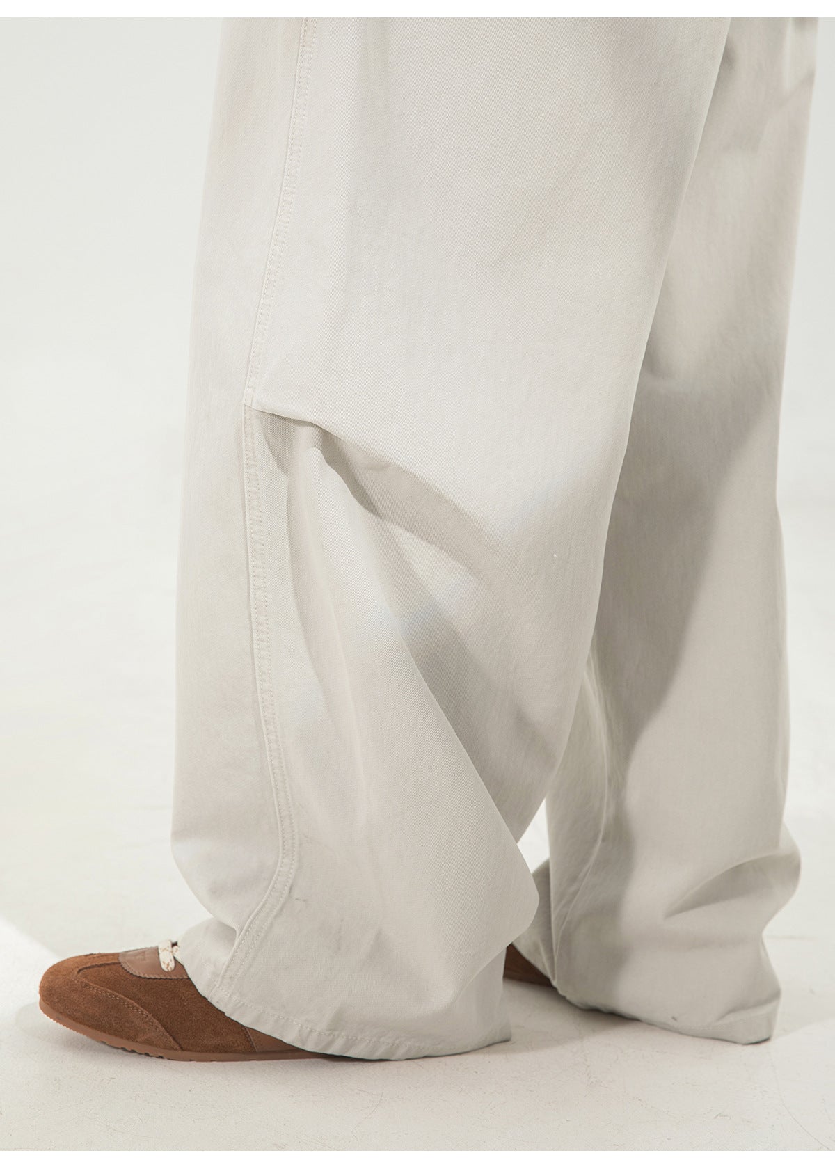 CBAOK2641-8H 分割打褶休閒褲春秋季純棉工裝直筒寬鬆長褲(3色)