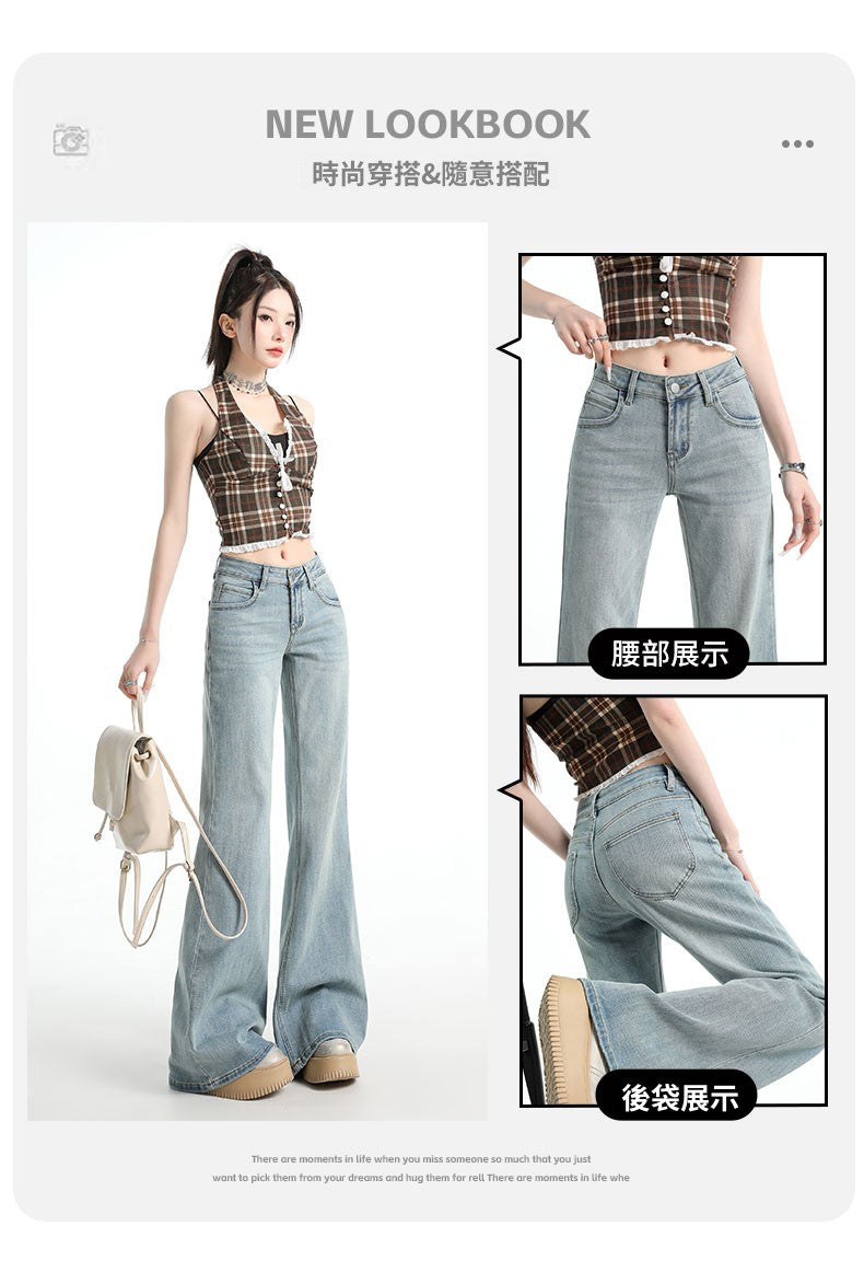 CGA071123-11B 春夏季低腰寬鬆微喇牛仔褲(3色.常規.加長款)