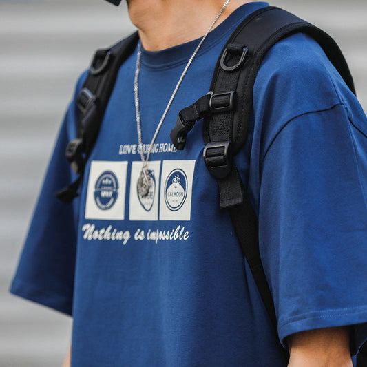 CBECK319-96B 夏季純棉200克半袖復古印花短袖T恤(5色)