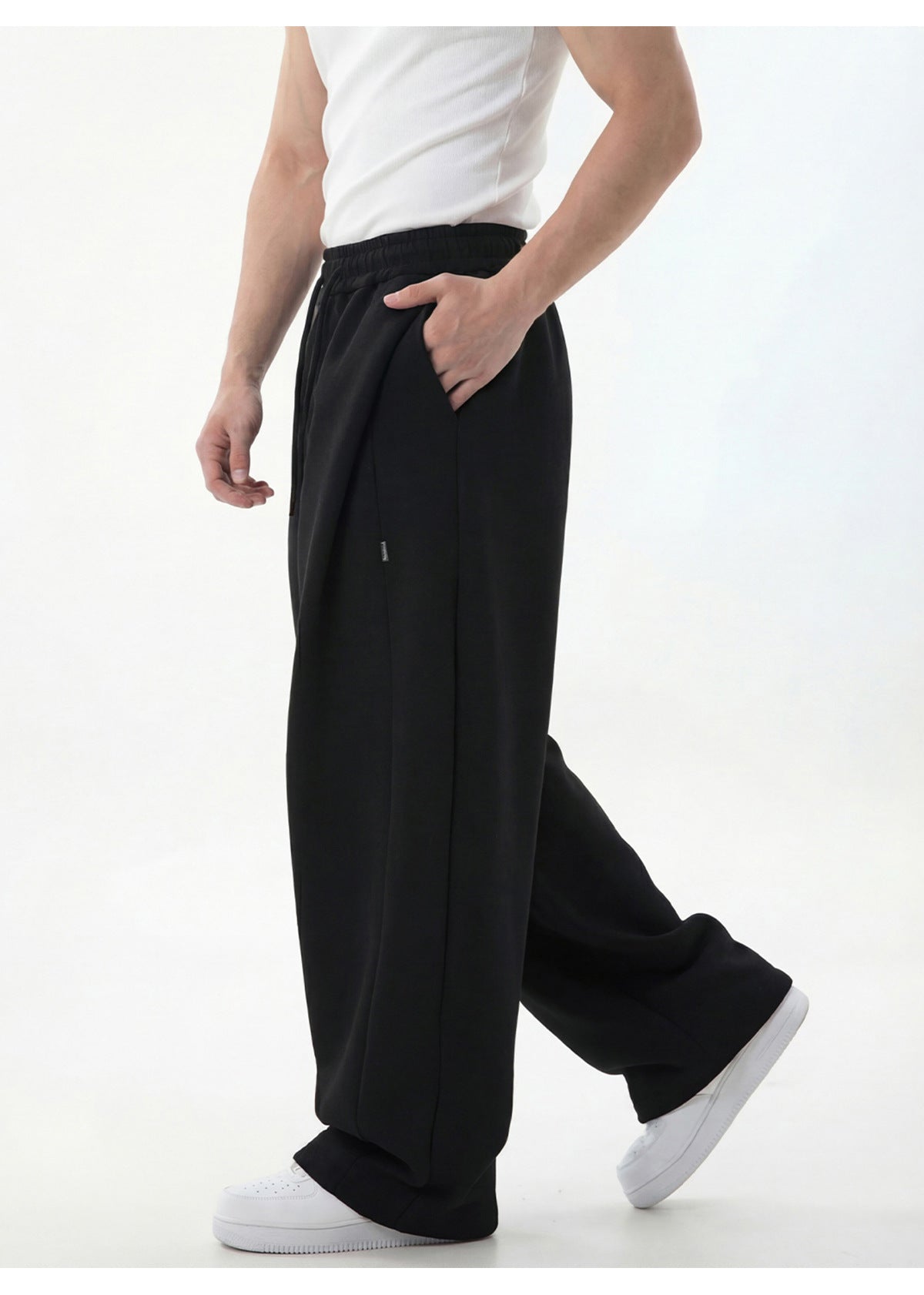 CBAOK2554-8H 春季分割拼接垂感寬鬆衛褲微收脚長褲(2色)