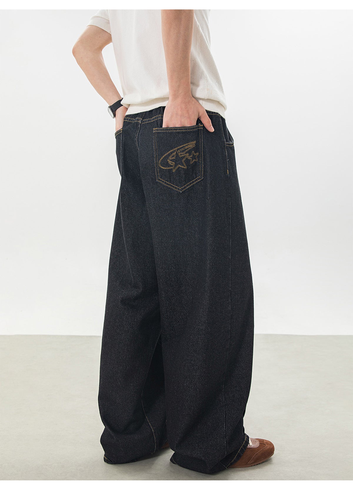 CBAON2636-8H 春季款撞色明線分割直筒寬鬆休閒長褲