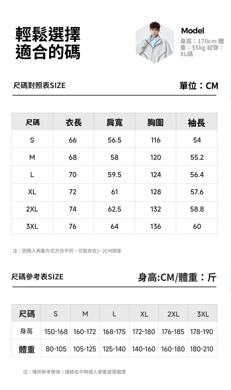 CBCMYJ25-7985-65B 秋冬衝鋒衣夾克連帽休閒防風寬鬆拼接外套(4色)