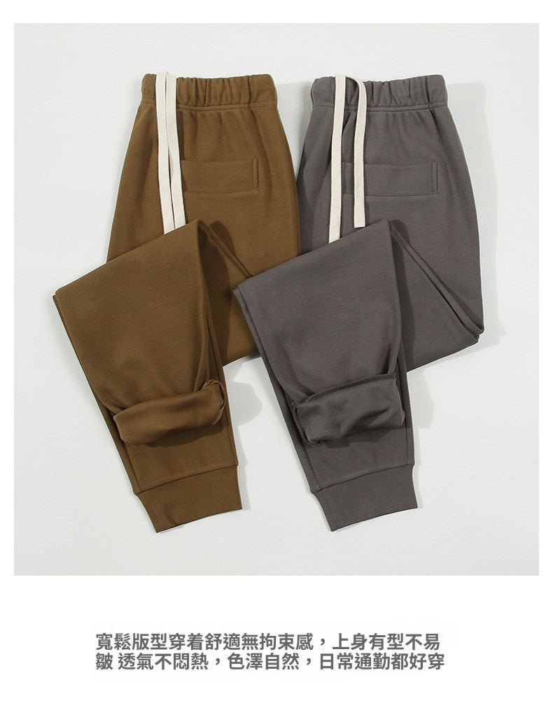 CBA93223-124B 秋季300g斜紋日系長褲錐型寬鬆純色針織束腳褲(5色)