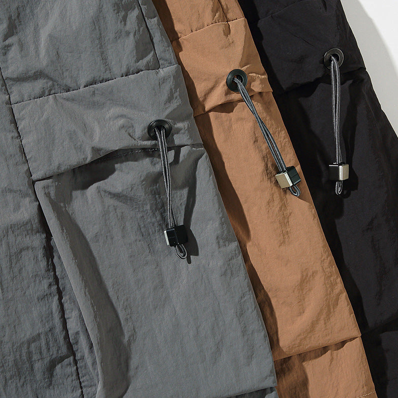 CBS2335-124B 立體口袋工裝速乾夏季寬鬆運動休閒垂感五分褲(3色)