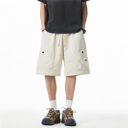 CBSMK2406-8H 復古大口袋工裝短褲夏季美式字母刺繡五分休閒褲(3色)