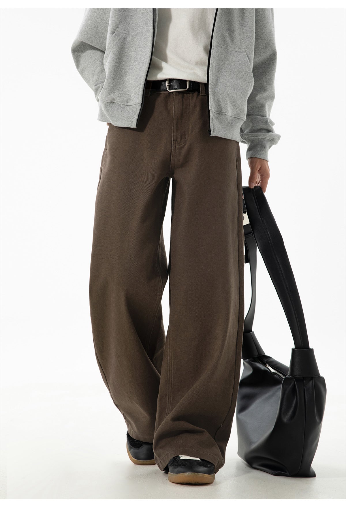 CBAMK2458-8H 斜紋微闊寬鬆直筒休閒褲純棉半鬆緊長褲(4色)