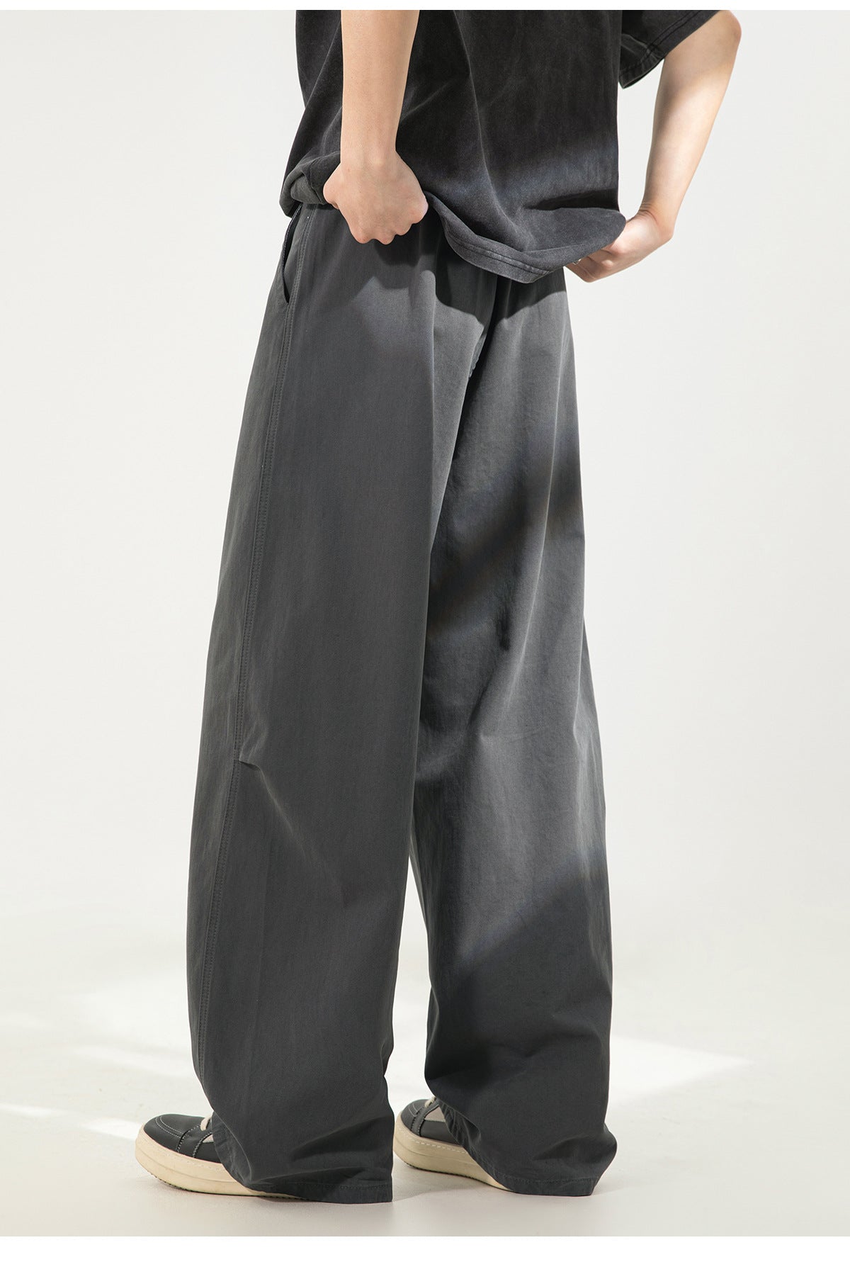 CBAOK2641-8H 分割打褶休閒褲春秋季純棉工裝直筒寬鬆長褲(3色)