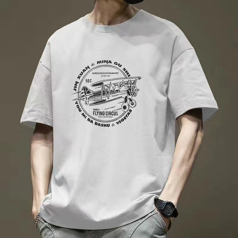 CBE0110-96B 夏季純棉200克短袖T恤寬鬆休閒百搭潮流T恤(5色)