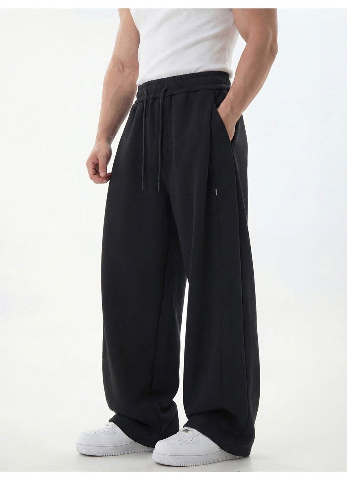 CBAOK2554-8H 春季分割拼接垂感寬鬆衛褲微收脚長褲(2色)