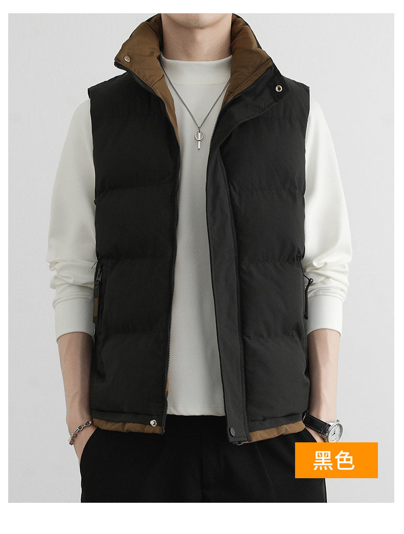 CBEMT2592-124B 秋冬加厚保暖立領拼色戶外無袖坎肩背心(2色)