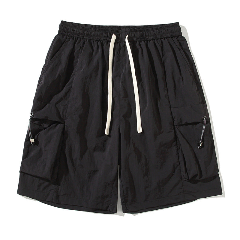 CBS2335-124B 立體口袋工裝速乾夏季寬鬆運動休閒垂感五分褲(3色)