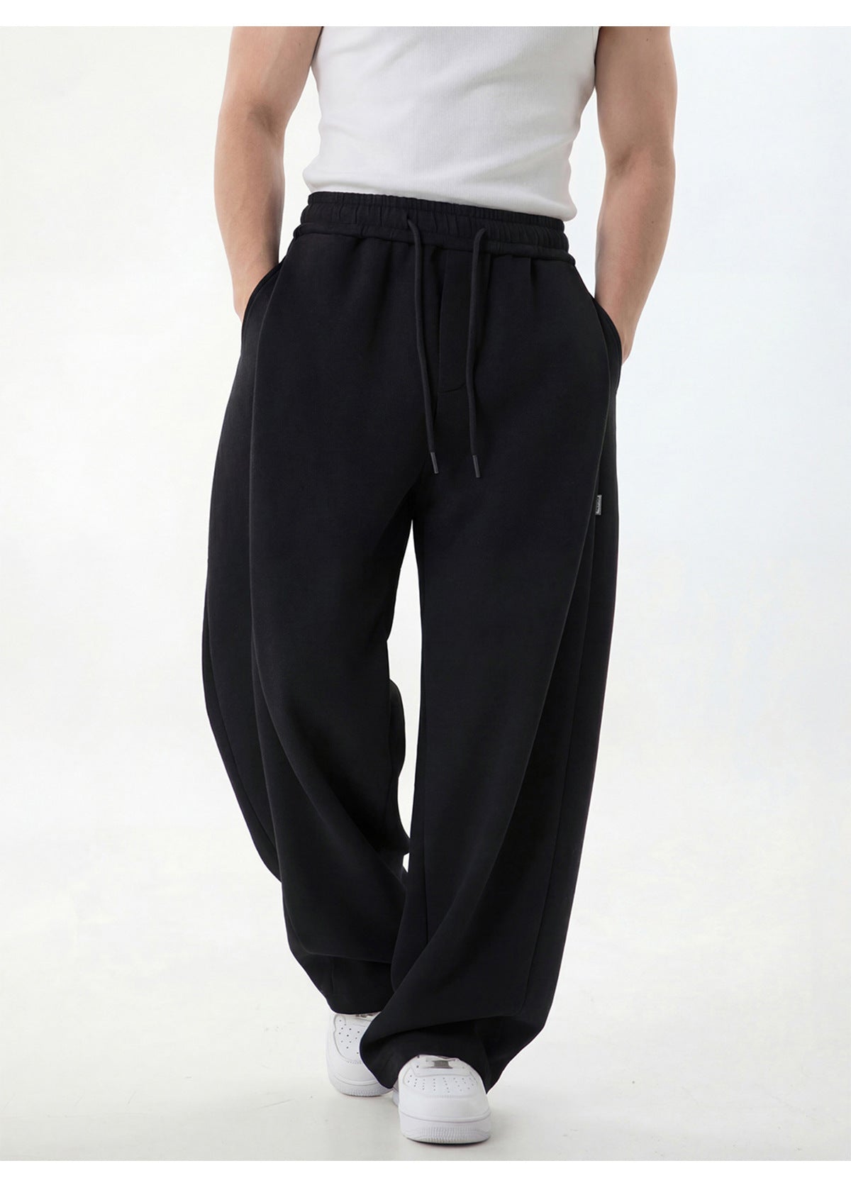 CBAOK2554-8H 春季分割拼接垂感寬鬆衛褲微收脚長褲(2色)