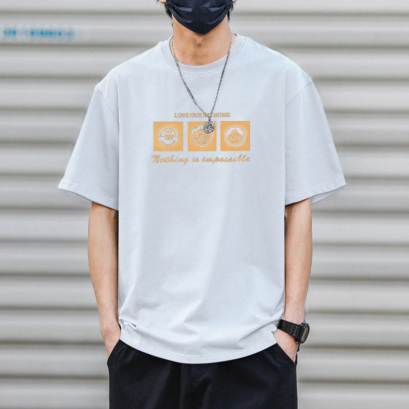 CBECK319-96B 夏季純棉200克半袖復古印花短袖T恤(5色)