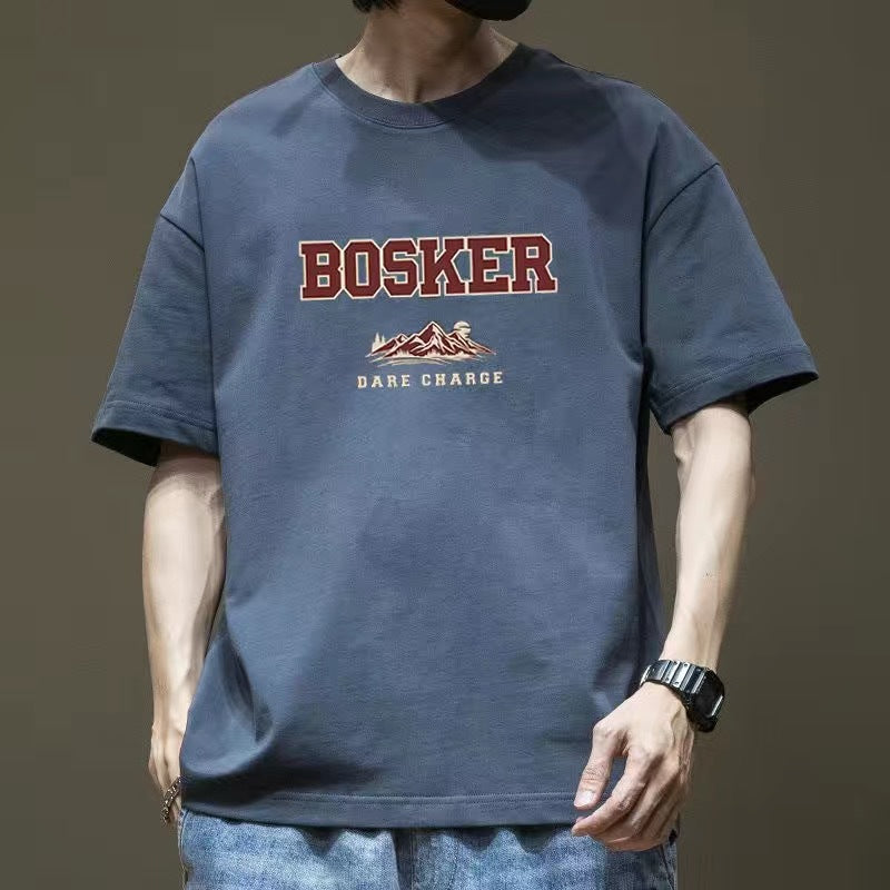 CBE565-96B 純棉200克夏季日系字母印花T恤寬鬆百搭圓領(5色)