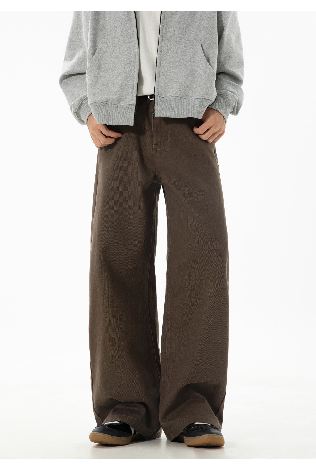 CBAMK2458-8H 斜紋微闊寬鬆直筒休閒褲純棉半鬆緊長褲(4色)