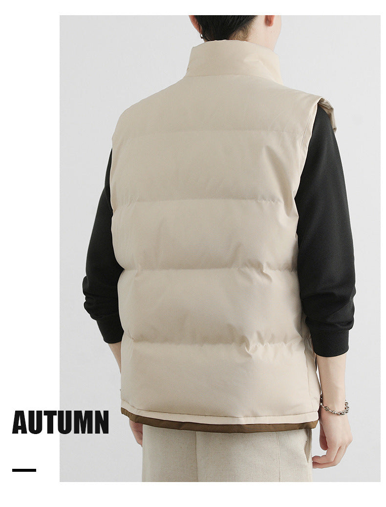 CBEMT2592-124B 秋冬加厚保暖立領拼色戶外無袖坎肩背心(2色)