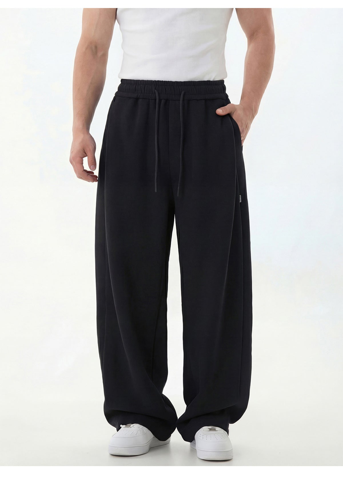 CBAOK2554-8H 春季分割拼接垂感寬鬆衛褲微收脚長褲(2色)