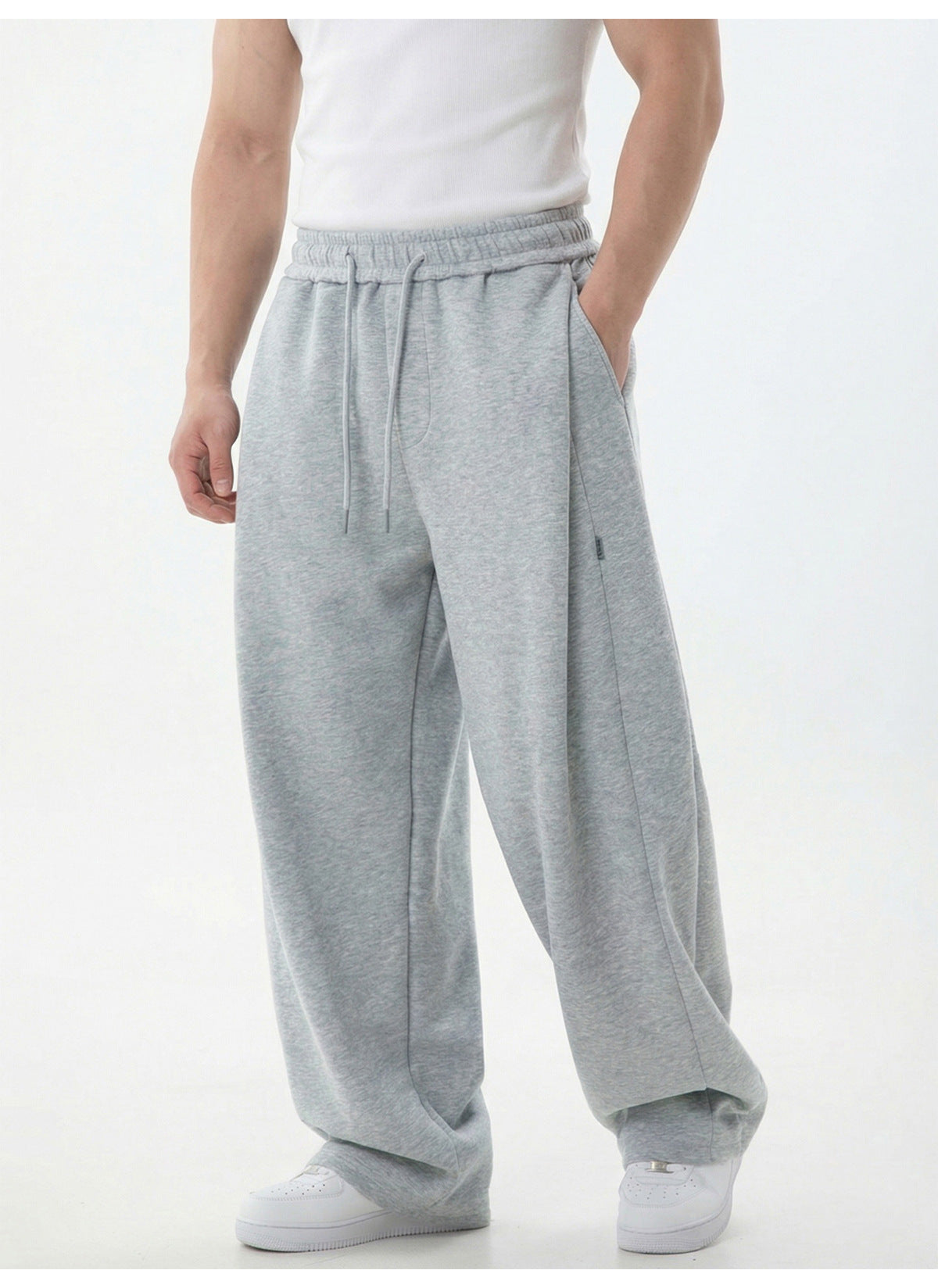 CBAOK2554-8H 春季分割拼接垂感寬鬆衛褲微收脚長褲(2色)