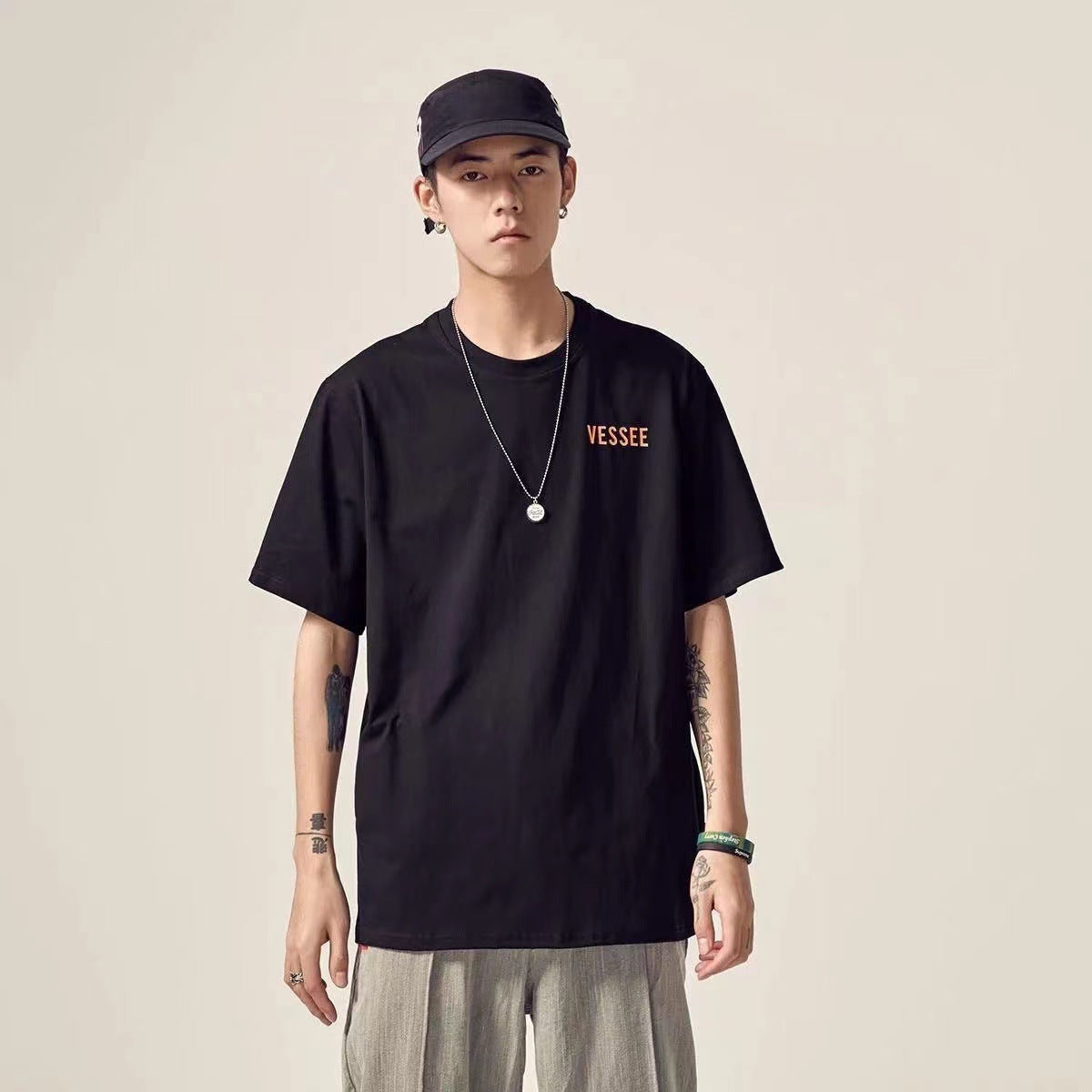 CBE080-96B 短袖百搭純棉200克夏季T恤圓領印花(3色)