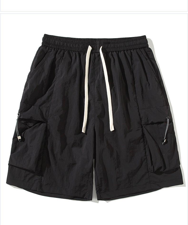 CBS2335-124B 立體口袋工裝速乾夏季寬鬆運動休閒垂感五分褲(3色)