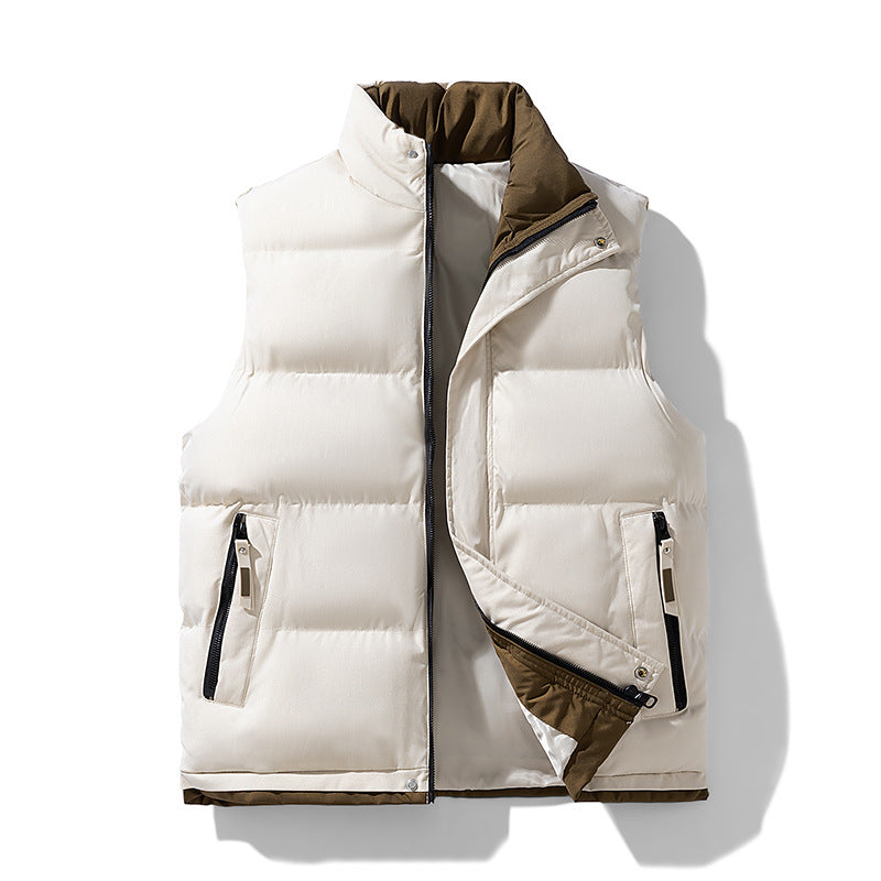 CBEMT2592-124B 秋冬加厚保暖立領拼色戶外無袖坎肩背心(2色)