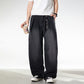 CBAON2530-8H 分叉式打褶水洗做舊春秋季復古寬鬆牛仔直筒褲(2色)