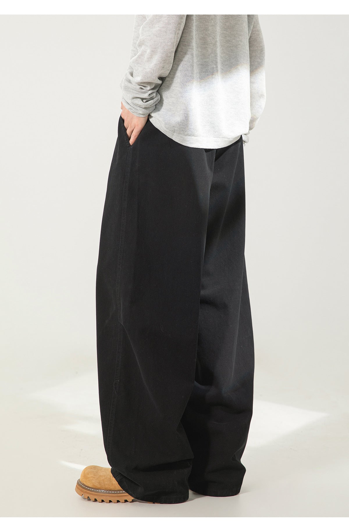 CBAOK2641-8H 分割打褶休閒褲春秋季純棉工裝直筒寬鬆長褲(3色)