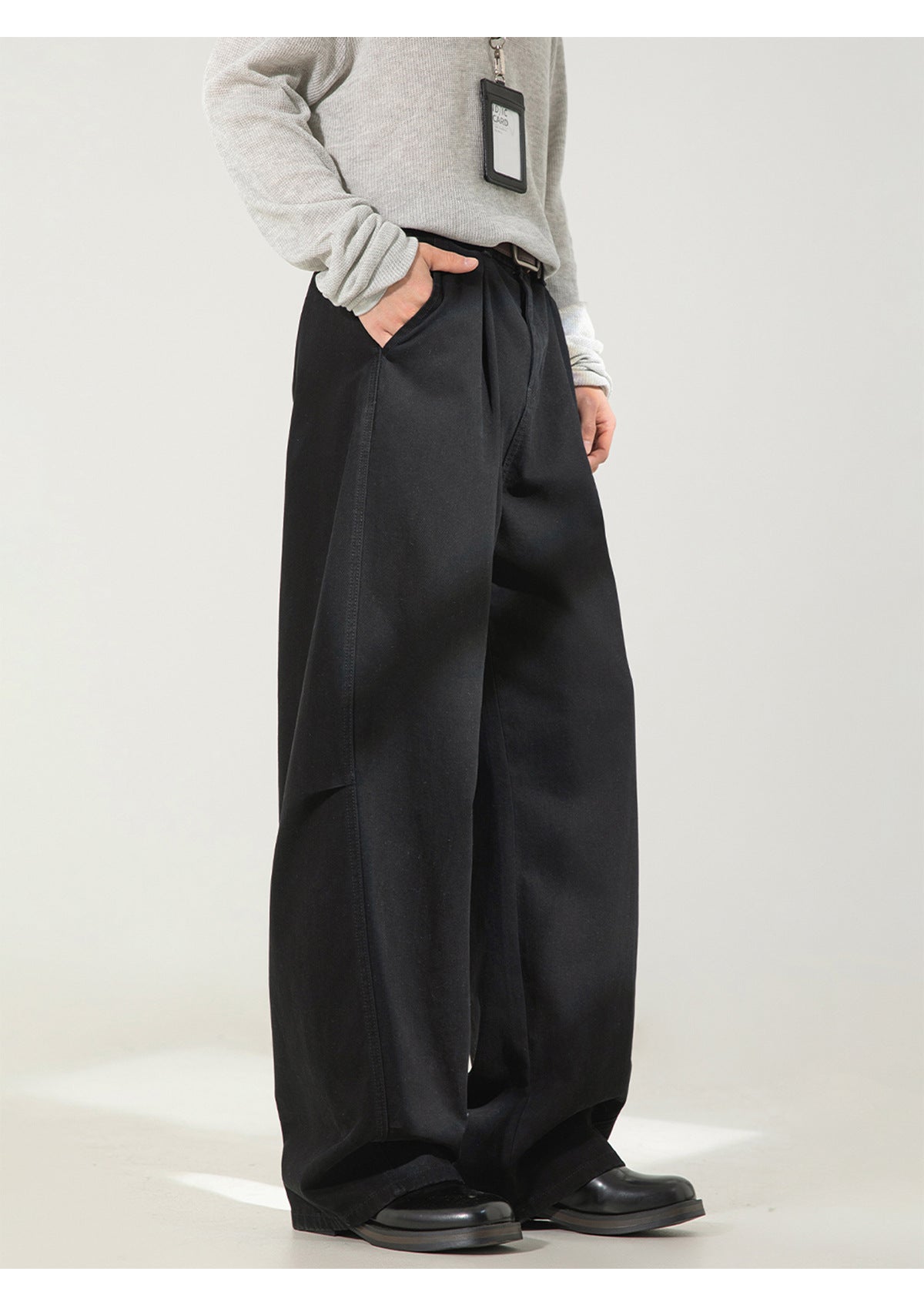 CBAOK2641-8H 分割打褶休閒褲春秋季純棉工裝直筒寬鬆長褲(3色)