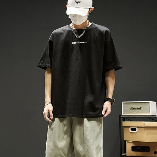 CBE0307-96B 純棉200克短袖T恤日系簡約重磅體恤寬鬆百搭(3色)