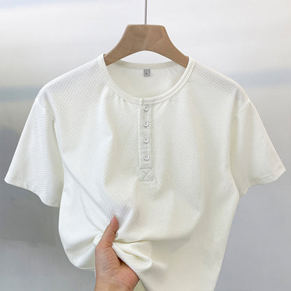 CBE33115-124B 休閒200g克首爾斜紋棉半開襟亨利領短袖T恤(3色)