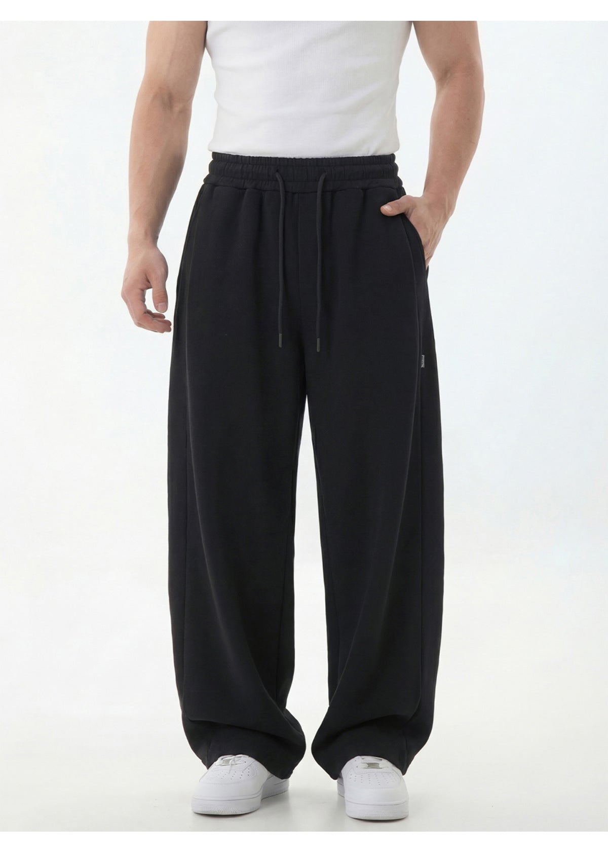 CBAOK2554-8H 春季分割拼接垂感寬鬆衛褲微收脚長褲(2色)