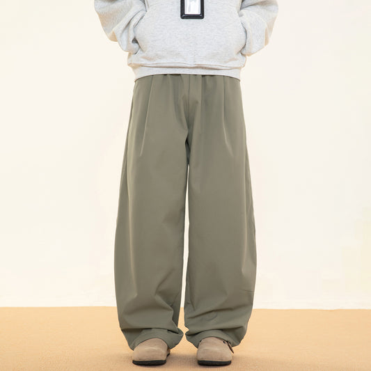 CBARMK2402-8H 秋冬分割打褶加絨寬鬆彎刀棉褲(4色)