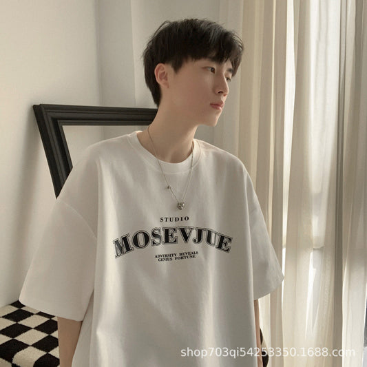 CBE1358-96B 純棉200克國潮T恤短袖寬鬆上衣字母印花(5色)