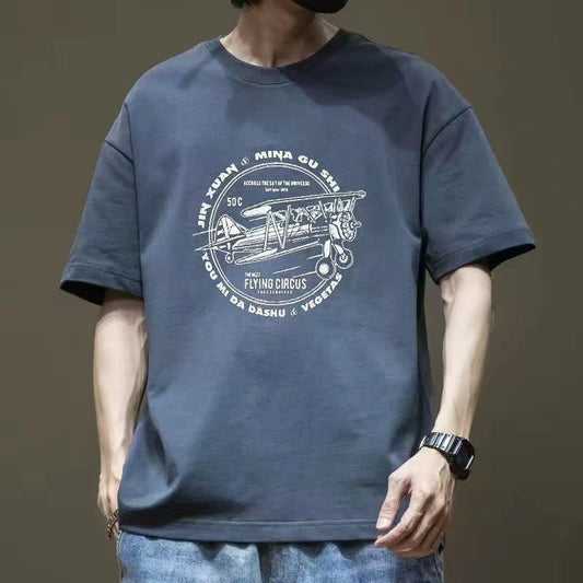 CBE385-96B 純棉200克重磅美式短袖寬鬆復古T恤(5色)