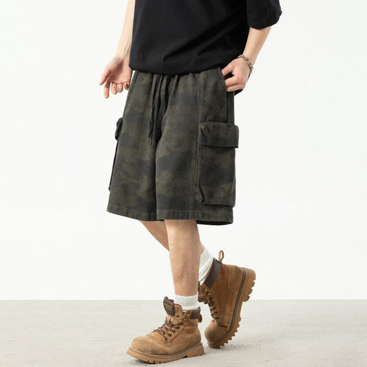 CBSMK2395-8H 復古迷彩工裝短褲夏季款立體大口袋休閒五分褲