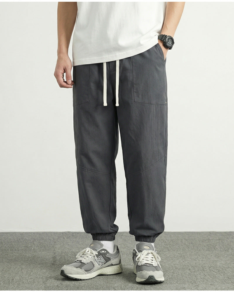 CBA7005-124B 春秋季鉚釘分割拼接束腳褲寬鬆薄款休閒褲(3色)