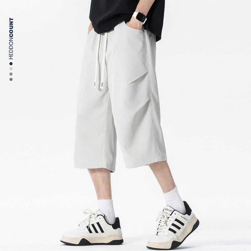 CBS2535-124B 夏季寬鬆冰絲凉感薄款休閒褲七分褲(4色)