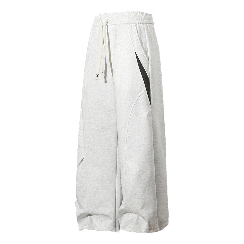 CBAdj2516-124B 拼色針織分割闊腿棉質百搭垂感直筒褲(2色)