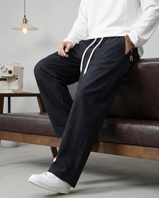 CBA93279-124B 春秋季垂感棉麻長褲直筒寬鬆褲(4色)