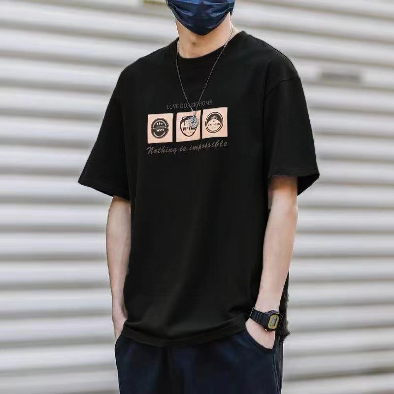 CBECK319-96B 夏季純棉200克半袖復古印花短袖T恤(5色)
