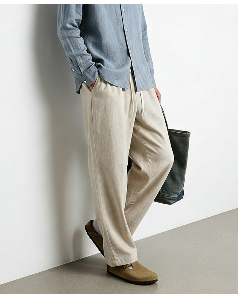 CBA93279-124B 春秋季垂感棉麻長褲直筒寬鬆褲(4色)