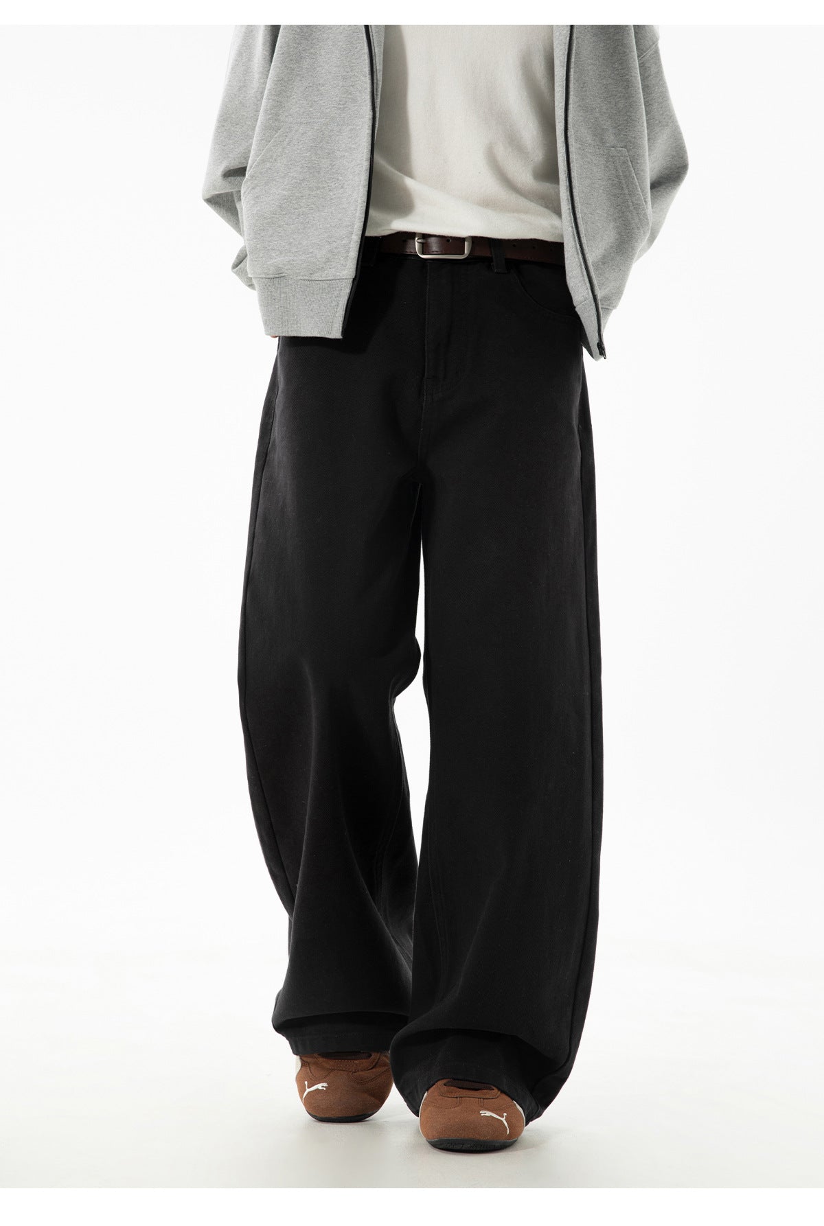 CBAMK2458-8H 斜紋微闊寬鬆直筒休閒褲純棉半鬆緊長褲(4色)