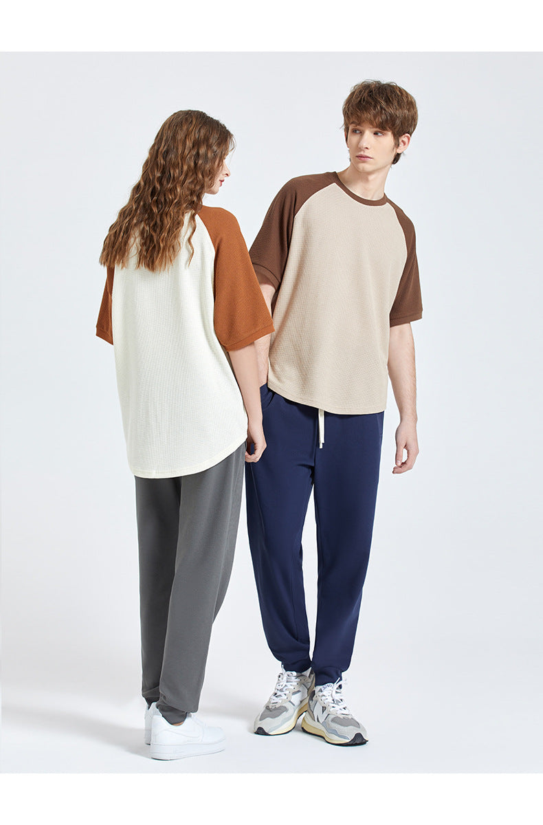 CBA93223-124B 秋季300g斜紋日系長褲錐型寬鬆純色針織束腳褲(5色)