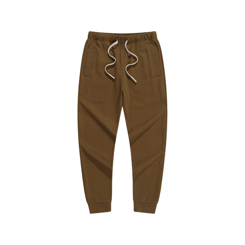 CBA93223-124B 秋季300g斜紋日系長褲錐型寬鬆純色針織束腳褲(5色)