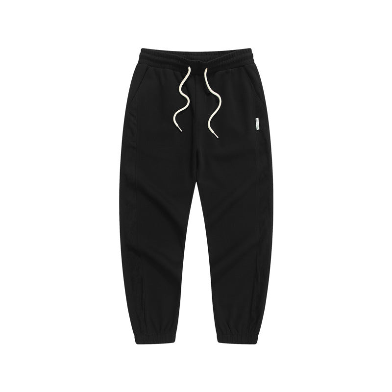 CBA93263-124B 空氣層易打理寬鬆條紋拼接束脚長褲(5色)